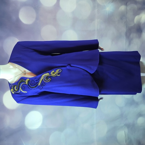 Rare Vintage 80's Albert Nipon Evening sz 16 Wool Skirt and Jacket / Blazer